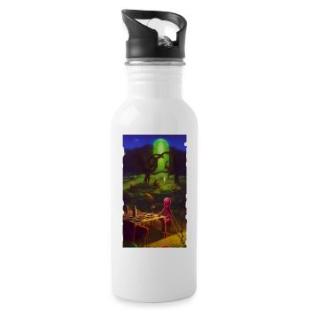 Creepy Horror Comic Alien on a strange planet - Water bottle with straw - white - Right