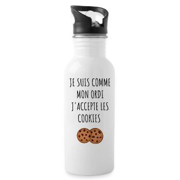 je suis comme mon ordi j'accepte les cookies - Gourde avec paille intégrée - blanc - Droite