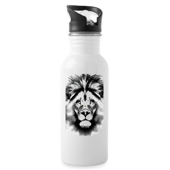 Lion noir et blanc - Gourde avec paille intégrée - blanc - Droite