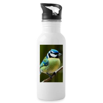 Cool Comic Portrait of a blue tit majestic - Water bottle with straw - white - Right