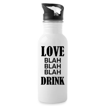 Love Blah Drink - Valentine's Day Funny Gift - Water bottle with straw - white - Right
