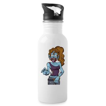 Weiblicher Zombie - Trinkflasche mit integriertem Trinkhalm - Weiß - Rechts
