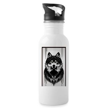 Wolf - Trinkflasche mit integriertem Trinkhalm - Weiß - Rechts