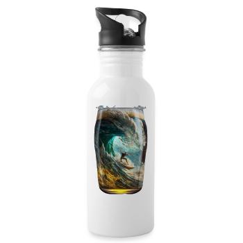 Surfen im Bierglas - Trinkflasche mit integriertem Trinkhalm - Weiß - Rechts