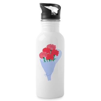 Bouquet of carnations - Water bottle with straw - white - Right