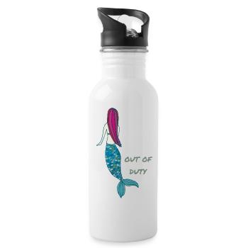 mermaid out of duty - Trinkflasche mit integriertem Trinkhalm - Weiß - Rechts