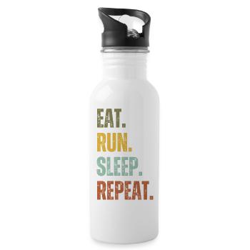 EAT RUN SLEEP REPEAT - Water bottle with straw - white - Right