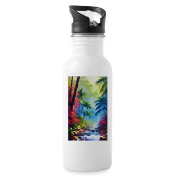 Caribbean - Water bottle with straw - white - Right