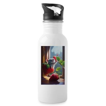 The mouse and the strawberries - Water bottle with straw - white - Right