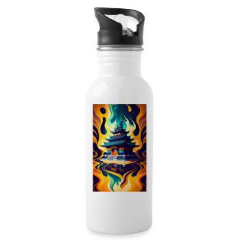Temple reflection - Water bottle with straw - white - Right