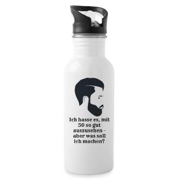 Ich hasse es, mit 50 so gut auszusehen - Trinkflasche mit integriertem Trinkhalm - Weiß - Rechts