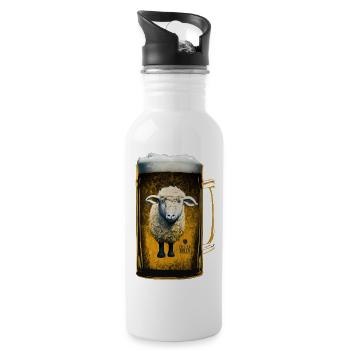 Cooles Bier SChaf - Trinkflasche mit integriertem Trinkhalm - Weiß - Rechts