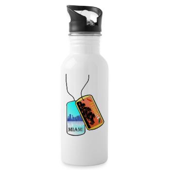 Erkennungsmarke FLORIDA Miamiskyline Strand - Trinkflasche mit integriertem Trinkhalm - Weiß - Rechts
