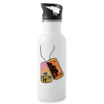 Erkennungsmarke FLORIDA Strand Miami Party - Trinkflasche mit integriertem Trinkhalm - Weiß - Rechts
