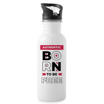 Born to be free - Trinkflasche mit integriertem Trinkhalm - Weiß - Rechts