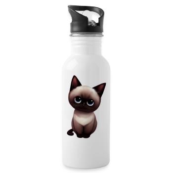Burmese cat - Water bottle with straw - white - Right