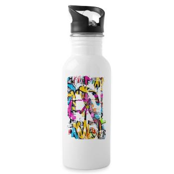 Graffiti-Stil Splash Hip-Hop-Farben Malerfarbe - Trinkflasche mit integriertem Trinkhalm - Weiß - Rechts