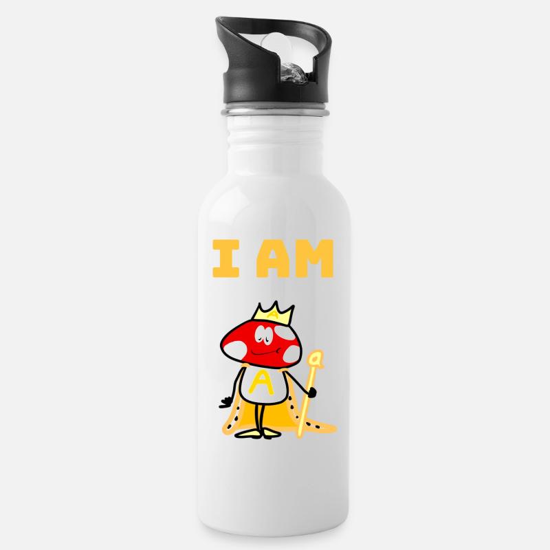 I am A - Water bottle with straw - white