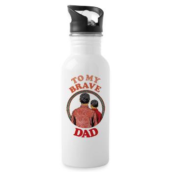 To My Brave Dad , Happy Fathers Day - Trinkflasche mit integriertem Trinkhalm - Weiß - Rechts