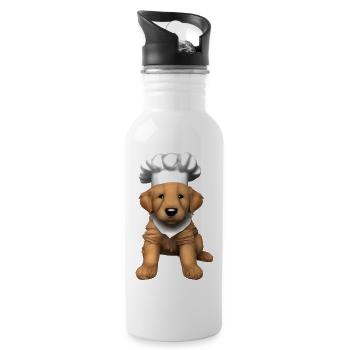 Hunde Gastronom Golden Retriever Kochen Hundewelpe - Trinkflasche mit integriertem Trinkhalm - Weiß - Rechts