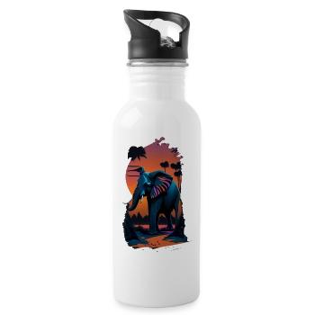 Eléphant, rue à Miami, couleurs vives, - Gourde avec paille intégrée - blanc - Droite