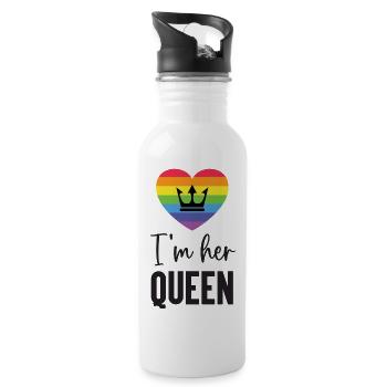 Mois de la fierté LGBT - Je suis sa reine - Gourde avec paille intégrée - blanc - Droite