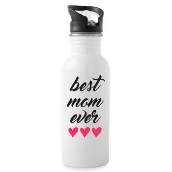 Beste Mutter aller Zeiten - Trinkflasche mit integriertem Trinkhalm - Weiß - Rechts