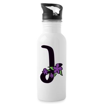 J wie jugendlich - Trinkflasche mit integriertem Trinkhalm - Weiß - Rechts