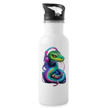 snake graffiti music - Gourde avec paille intégrée - blanc - Droite