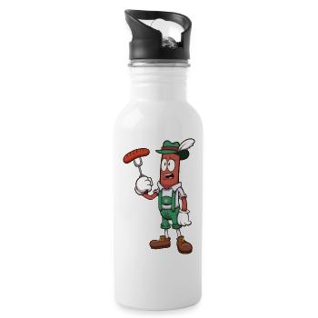 Sad Octoberfest Sausage - Water bottle with straw - white - Right