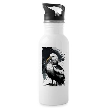 Anmutige Möwe am Horizont - Trinkflasche mit integriertem Trinkhalm - Weiß - Rechts