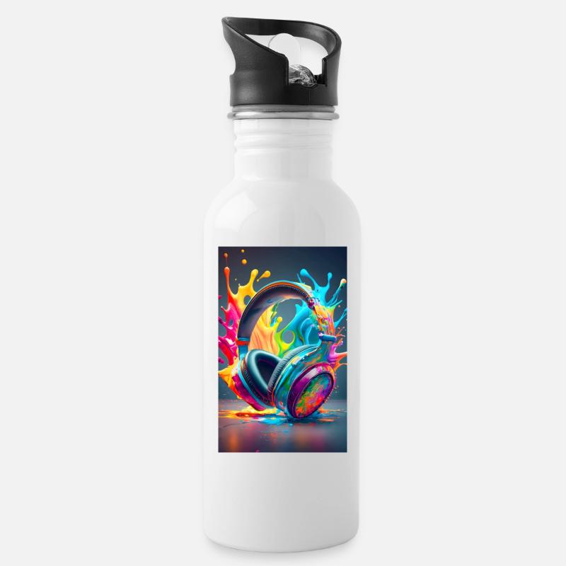 Casque coloré - Gourde avec paille intégrée - blanc