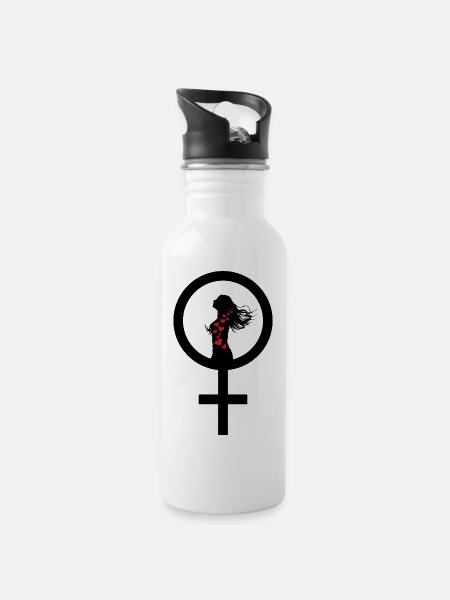 La force d’une femme - Gourde avec paille intégrée - blanc