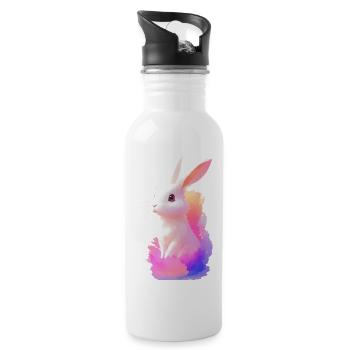 Hase - Trinkflasche mit integriertem Trinkhalm - Weiß - Rechts