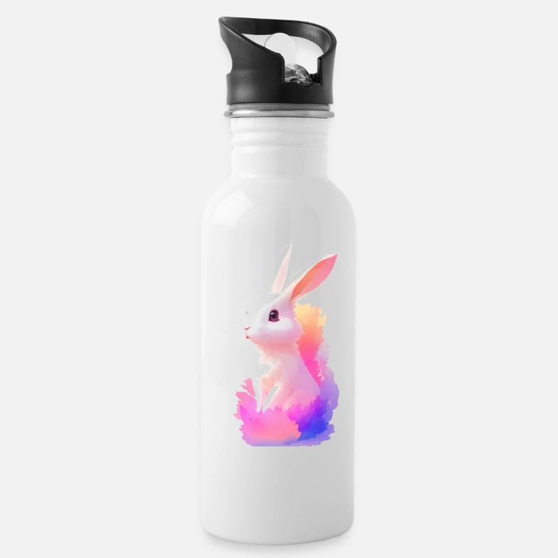 Hare - Water bottle with straw - white