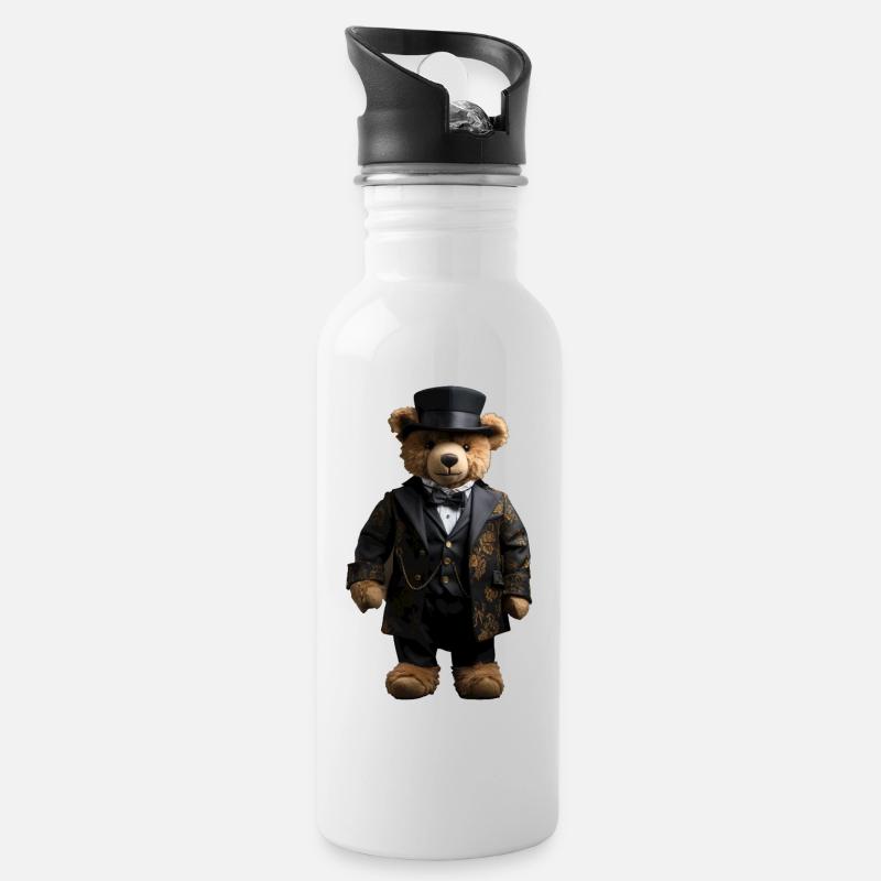 Clothes make the man, even with bears - Water bottle with straw - white