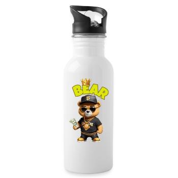 Teddybär mit Geld - Trinkflasche mit integriertem Trinkhalm - Weiß - Rechts