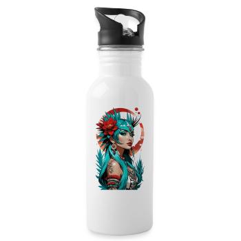 Indische Prinzessin - Aztek - Trinkflasche mit integriertem Trinkhalm - Weiß - Rechts
