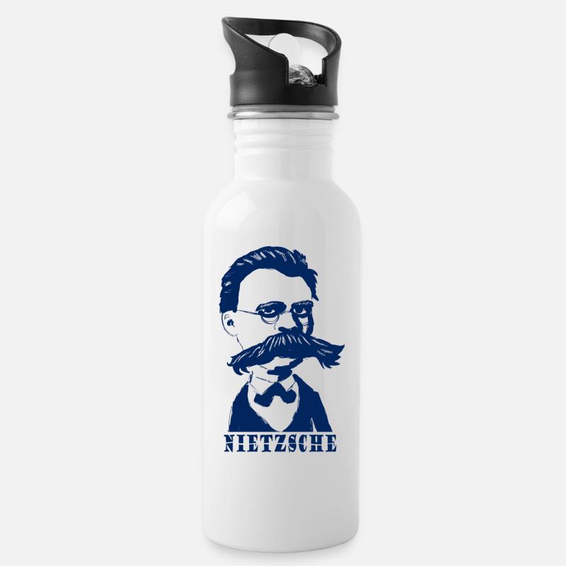 Nietzsche - Trinkflasche mit integriertem Trinkhalm - Weiß