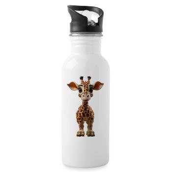 Drôle de bébé girafe - Gourde avec paille intégrée - blanc - Droite