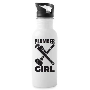 Fille plombier - Gourde avec paille intégrée - blanc - Droite