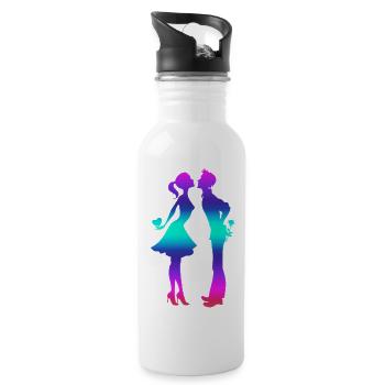 Love me Valentine Happy Valentines Valentines - Water bottle with straw - white - Right