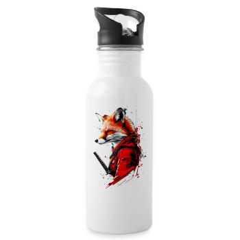 Fuchs im Mondlicht - Trinkflasche mit integriertem Trinkhalm - Weiß - Rechts