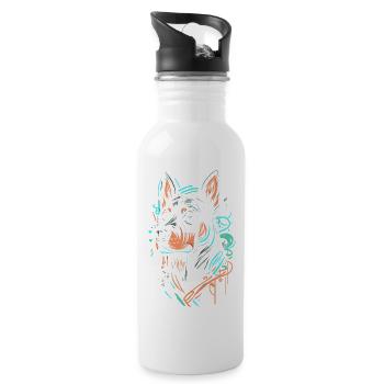 Chien graffiti - Gourde avec paille intégrée - blanc - Droite