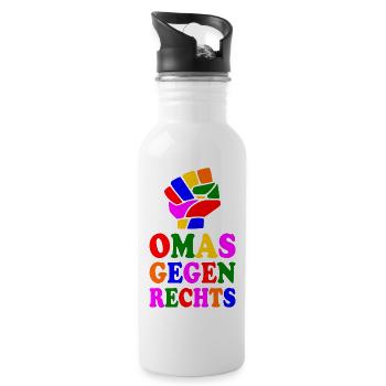 Omas gegen rechts - Trinkflasche mit integriertem Trinkhalm - Weiß - Rechts