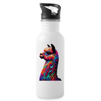 Alpaka - Trinkflasche mit integriertem Trinkhalm - Weiß - Rechts