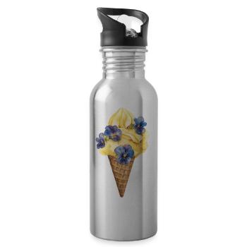 Glace à la vanille et fleurs bleues - Gourde avec paille intégrée - argent clair - Droite