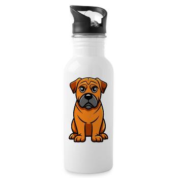 Protective Bullmastiff Digital Art - Water bottle with straw - white - Right