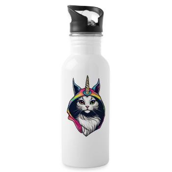 Chat mignon avec sweat à capuche Licorne - Gourde avec paille intégrée - blanc - Droite