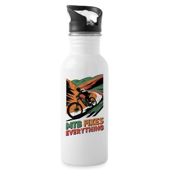 MTB Fixes Everything for Mountain Bike Fans - Water bottle with straw - white - Right